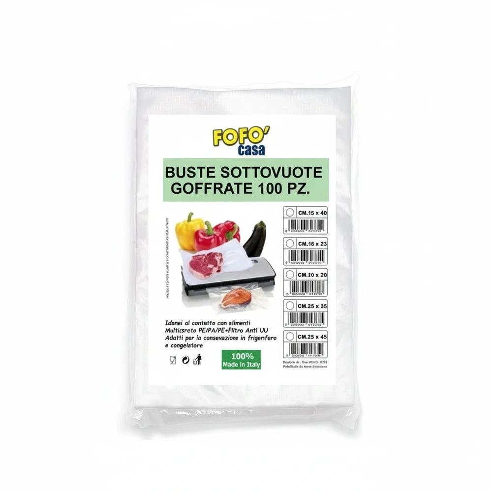 100 Buste Sottovuoto Alimenti  Goffrate Varie Misure