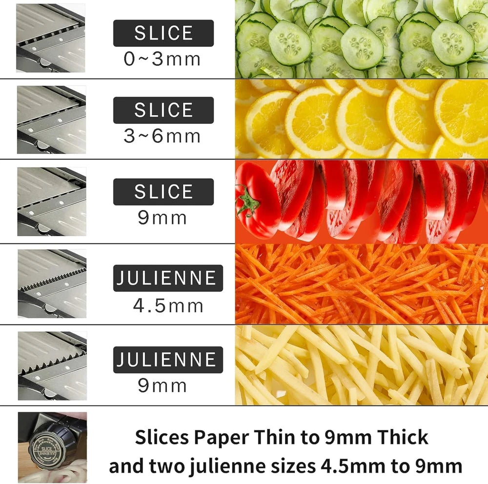 Mandolina Affettaverdure Acciaio Inox Regolabile Salvamano