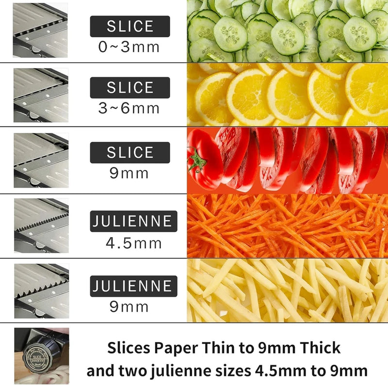 Mandolina Affettaverdure Acciaio Inox Regolabile Salvamano