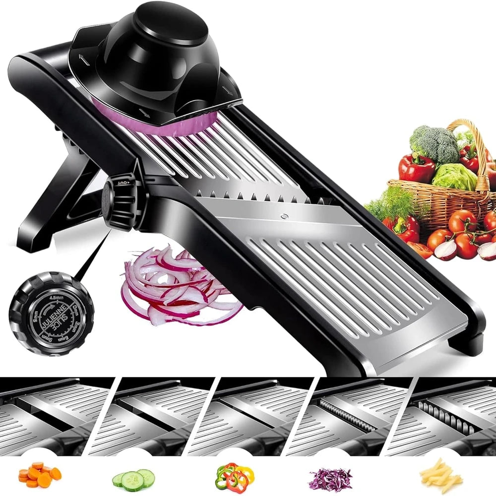 Mandolina Affettaverdure Acciaio Inox Regolabile Salvamano