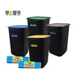 Set 4 Pattumiere Basic 50L con Coperchio + 30 Sacchi Omaggio