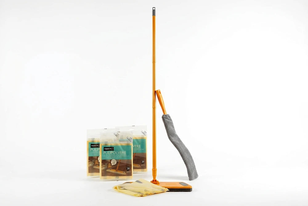 Kit Antipolvere con Scopa Pulipolvere, 40 Retine e Piumino Microslim
