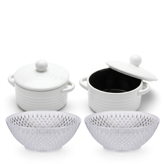 Set Tavola per 2 Persone in Ceramica con Mini Casseruole e Ciotole