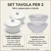 Set Tavola per 2 Persone in Ceramica con Mini Casseruole e Ciotole