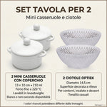 Set Tavola per 2 Persone in Ceramica con Mini Casseruole e Ciotole