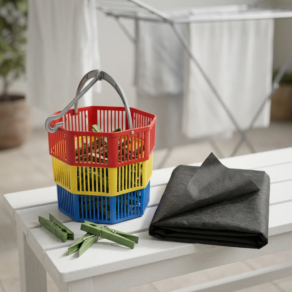 Set Bucato con Mollette e Cestotto