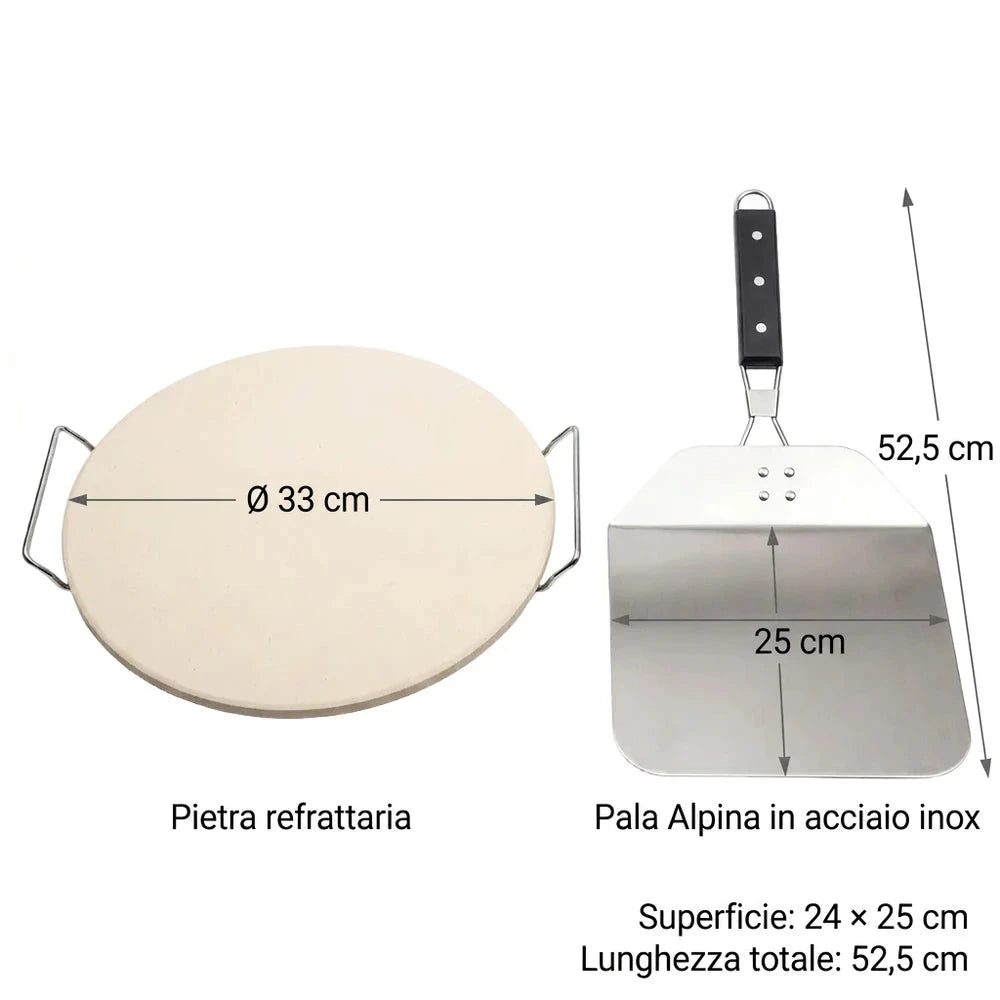 Set Pizza con Pietra Refrattaria e Pala