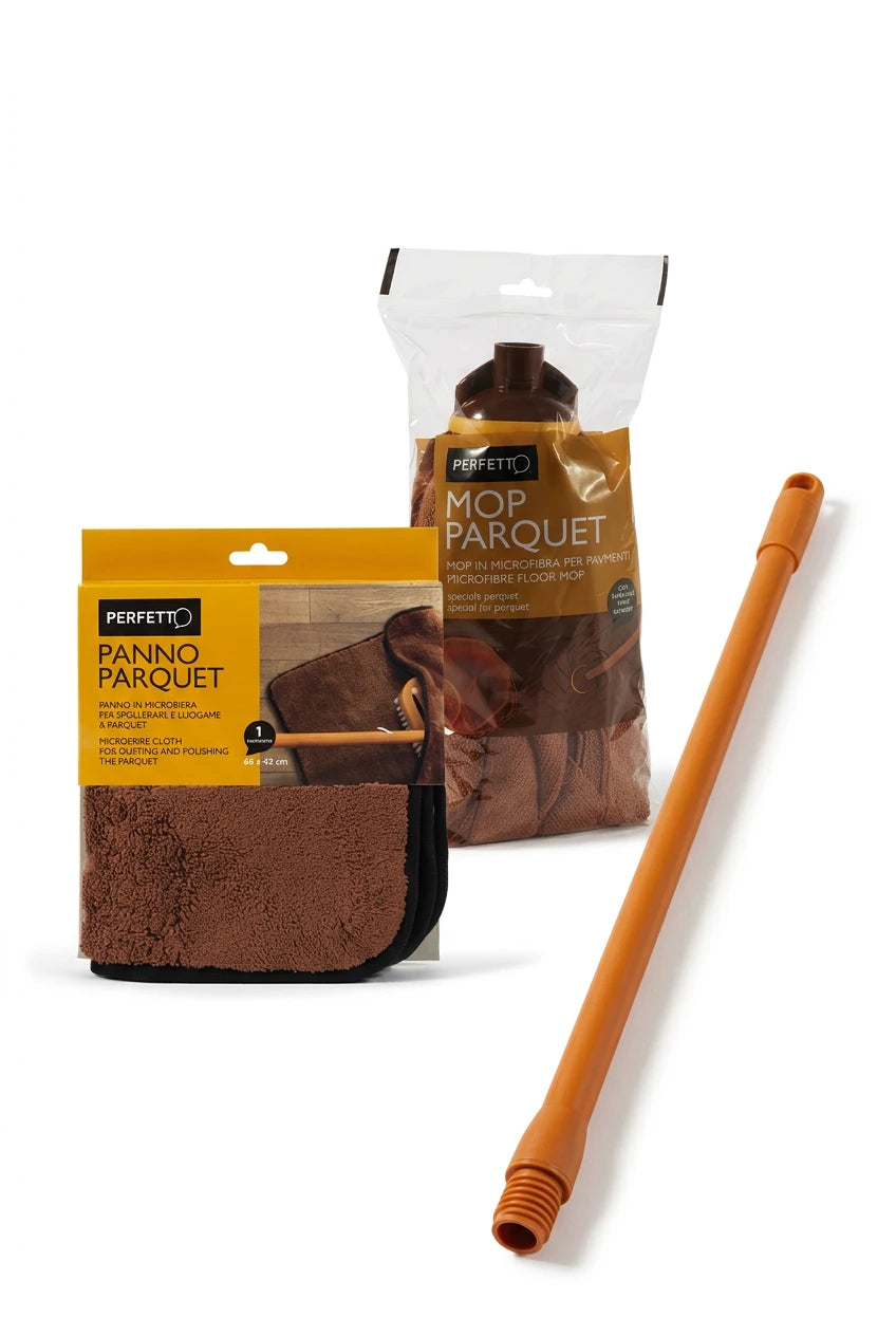 Set Parquet Perfetto con Mop, Manico e Panno in Microfibra