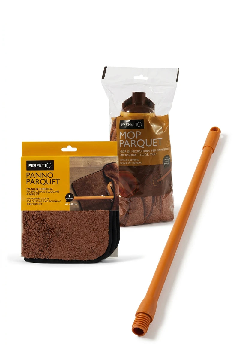 Set Parquet Perfetto con Mop, Manico e Panno in Microfibra