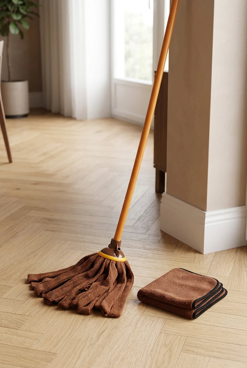 Set Parquet Perfetto con Mop, Manico e Panno in Microfibra