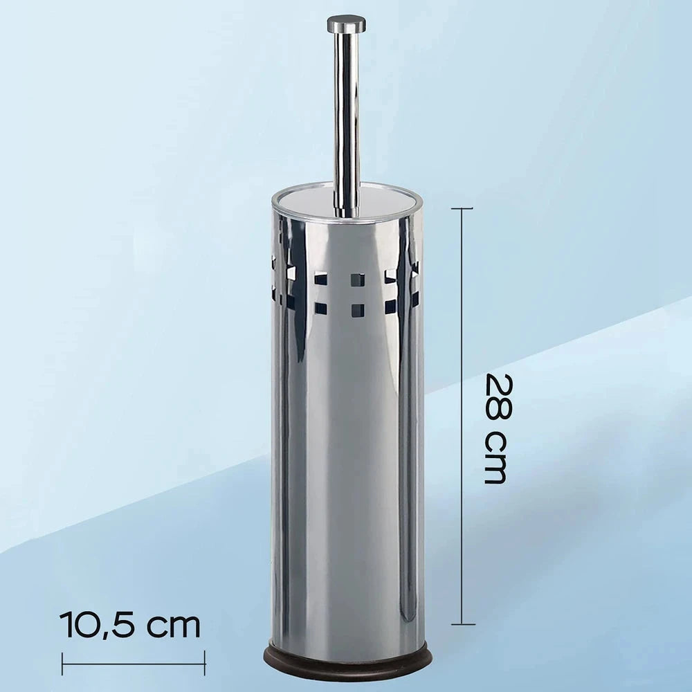 Set Accessori Bagno in Acciaio Inox con Pattumiera a Pedale e Scopino WC