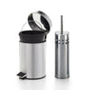 Set Accessori Bagno in Acciaio Inox con Pattumiera a Pedale e Scopino WC