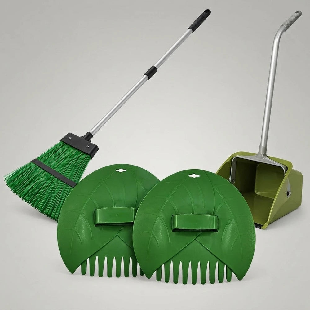 Set Giardino Basic con Scopa Alzaimmondizia e Raccogli Foglie per Terrazzo e Vialetti