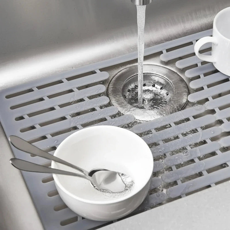Set Lavello in Silicone 3 Pezzi: 1 Scolapiatti e 2 Salvalavello