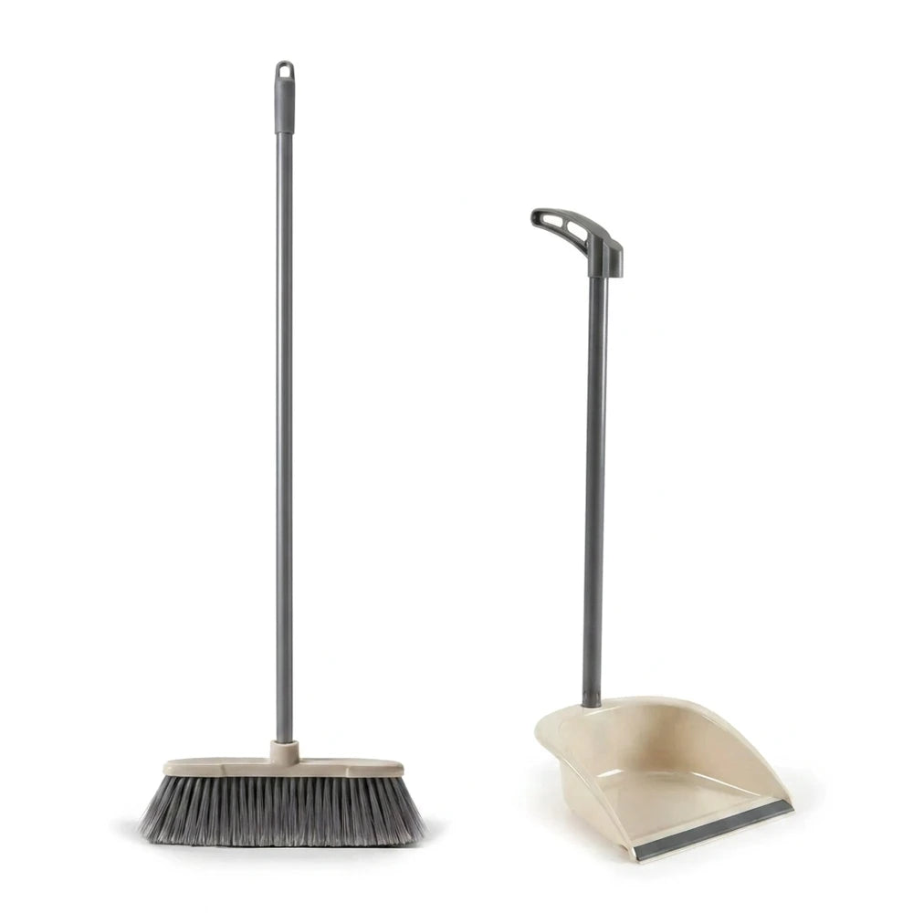 Set Pulizia Silver con Scopa a Setole Morbide, Paletta con Manico a Vite e Appendiscope