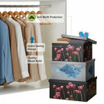 Set Organizzazione Armadio: 6 Confezioni Tarmiblok Lavanda, 12 Grucce in Legno 45 cm e 2 Scatole con Coperchio 50 × 40 x 25 cm