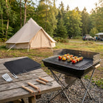Set BBQ Completo - 3 Utensili Legno + 3 Tappetini per  Griglia
