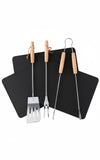 Set BBQ Completo - 3 Utensili Legno + 3 Tappetini per  Griglia