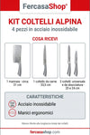Set Coltelli Professionali Alpina in Acciaio Inossidabile: Mannaia, Coltello da Carne , Pane e sbucciatura