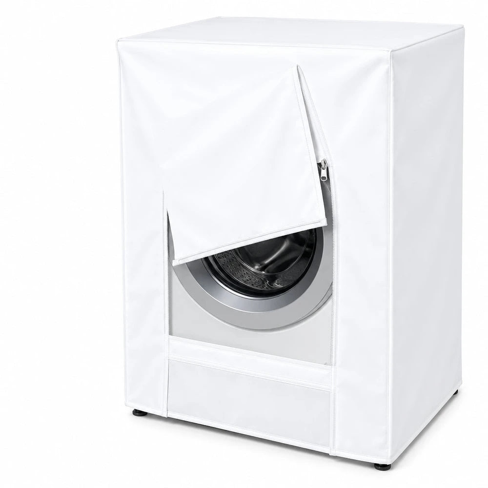 Telo Coprilavatrice Impermeabile in PVC Bianco 60x60x80 cm con Cerniera Frontale
