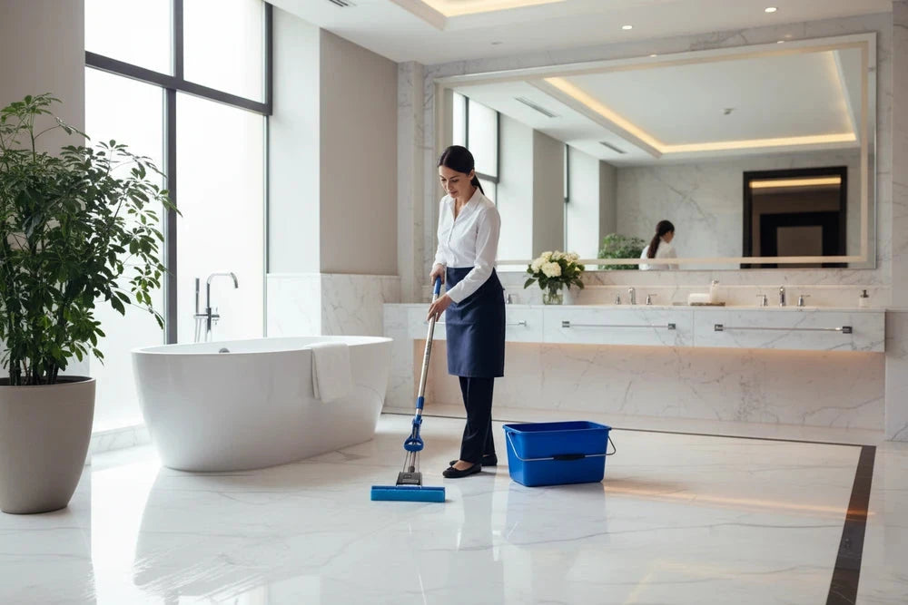 Set Pulizia Pavimento Super Mop con Secchio rettangolare e ricambio spugna