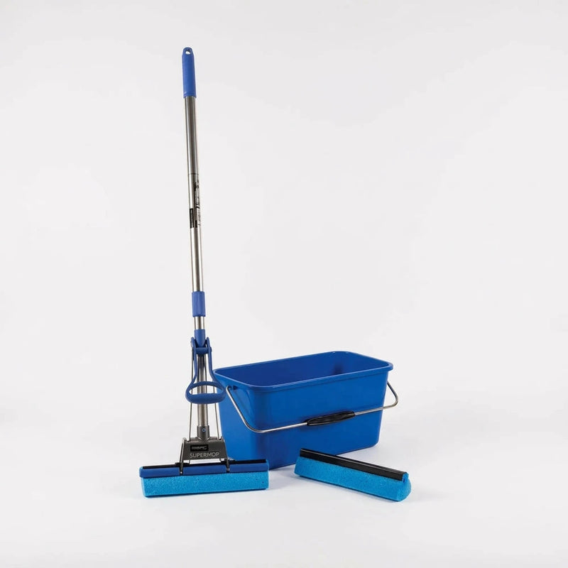 Set Pulizia Pavimento Super Mop con Secchio rettangolare e ricambio spugna