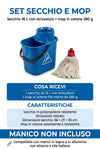 Set Secchio Mocio 16 L con Strizzatoio e Mop in Cotone Filo Ritorto 280 g
