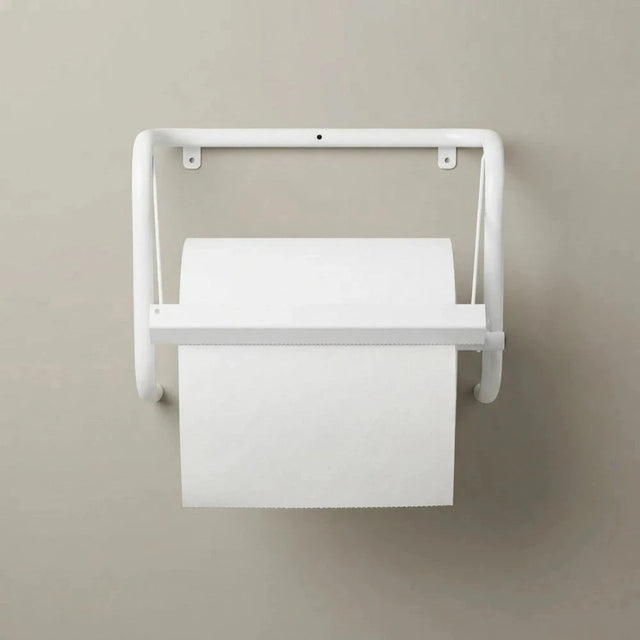 Porte-rouleau de papier mural industriel 39 x 42 cm blanc | Avec coupe-papier
