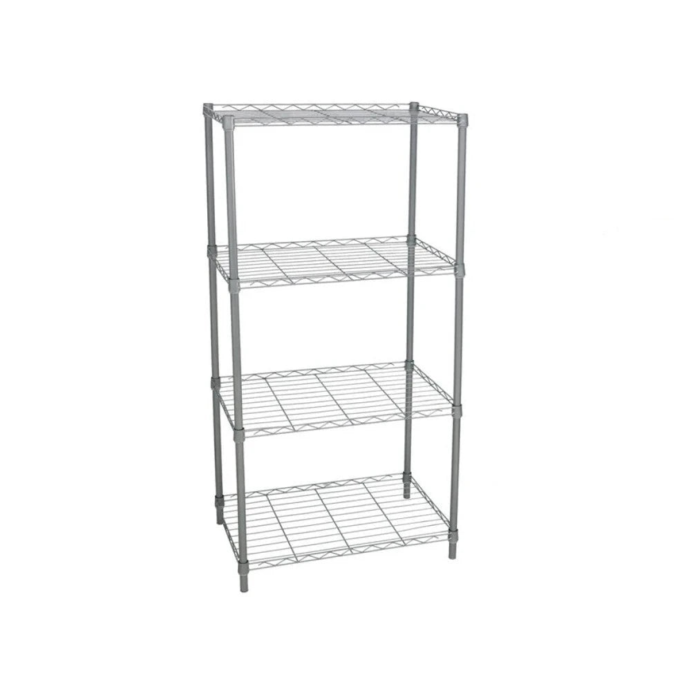 Scaffale metallico cromato da interno ed esterno, 4 ripiani 56 x 35 x 120 cm