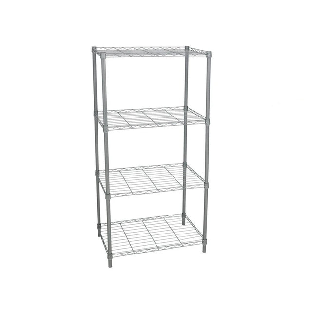Scaffale metallico cromato da interno ed esterno, 4 ripiani 56 x 35 x 120 cm