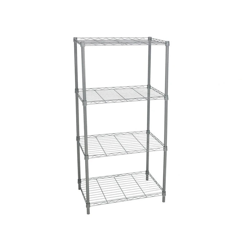 Scaffale metallico cromato da interno ed esterno, 4 ripiani 56 x 35 x 120 cm