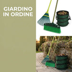 Set Pulizia Giardino e Cortile con Sacco Pieghevole 125 L, Rastrello Flessibile 32 cm e Scopa Strip 38 cm