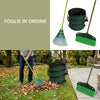 Set Pulizia Giardino e Cortile con Sacco Pieghevole 125 L, Rastrello Flessibile 32 cm e Scopa Strip 38 cm