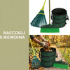 Set Pulizia Giardino e Cortile con Sacco Pieghevole 125 L, Rastrello Flessibile 32 cm e Scopa Strip 38 cm