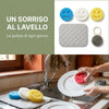 Set Cucina Lava e Asciuga con 4 Spugne Scrubby Smile, Scopinox e Tappetino Scolapiatti 40 × 50 cm