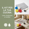 Set Cucina Lava e Asciuga con 4 Spugne Scrubby Smile, Scopinox e Tappetino Scolapiatti 40 × 50 cm