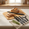 Set Preparazione Cucina Alpina con Tagliere in Bambù 30×23 cm, Set Coltelli e Pelapatate