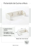Portarotolo da Cucina a Muro per Carta Assorbente, in Plastica Bianca, Montaggio con Adesivo Made In Italy