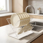Scolapiatti Pieghevole a Due Ripiani Cm 42.5X32X20