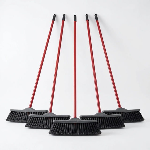 FercasaShop® Set of 5 Outdoor Industrial or Garden Brooms with Hard Stiff Bristles Including 140 cm Metal Handle.