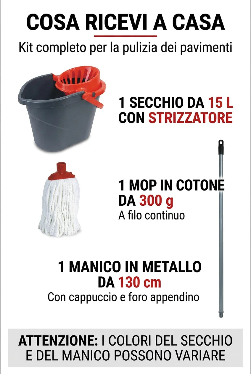 Kit Lavapavimenti con Secchio e Mop