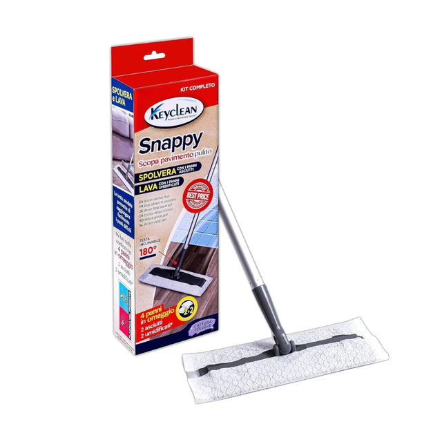 Kit Scopa Pavimenti 1 Manico + 4 Panni Microfibra
