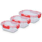 Set 3 Contenitori Ermetici Alpina in Vetro Borosilicato con Coperchi – 390 ml, 620 ml e 1 L