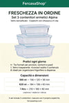 Set 3 Contenitori Ermetici Alpina in Vetro Borosilicato con Coperchi – 390 ml, 620 ml e 1 L