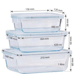 Set 3 Contenitori Ermetici Alpina in Vetro Borosilicato con Coperchi – 390 ml, 620 ml e 1 L