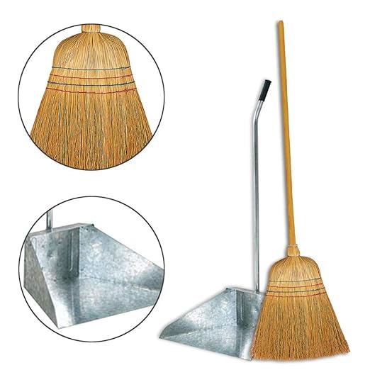 Set Pulizia Esterno Scopa Saggina + Paletta Zincata