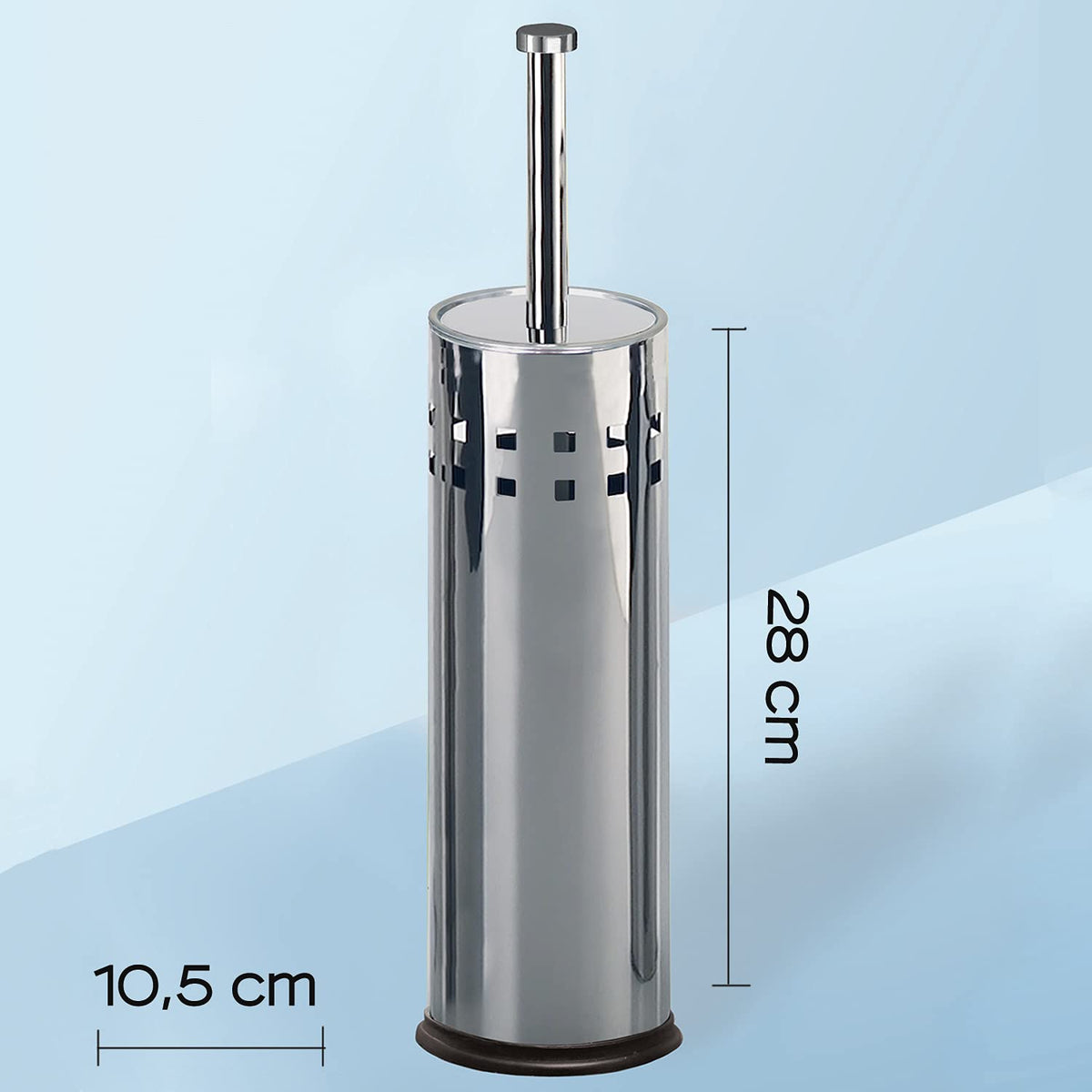 GEDY G-Oriente Chrome Toilet Brush, Dimensions and weight: 37X9.5X9.5 CM &amp; 0.356 KG, Toilet brush made of stainless steel, Toilet brush designed by R&amp;S Gedy, 2-year warranty