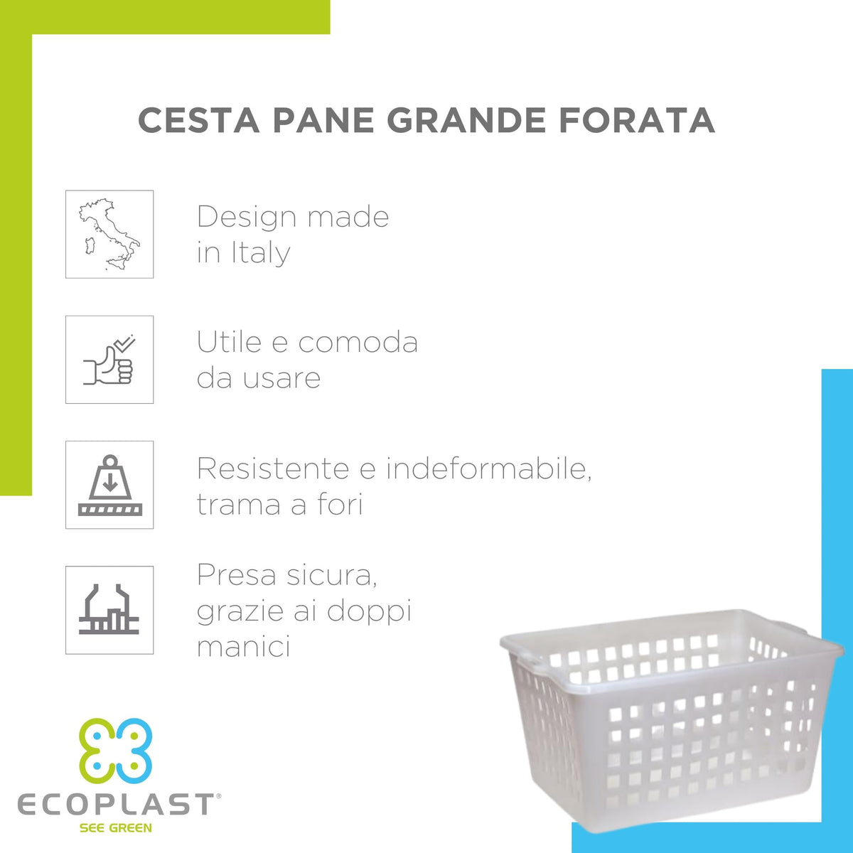 Cesta Pane 100L Forata 77x53cm Ecoplast Made in Italy