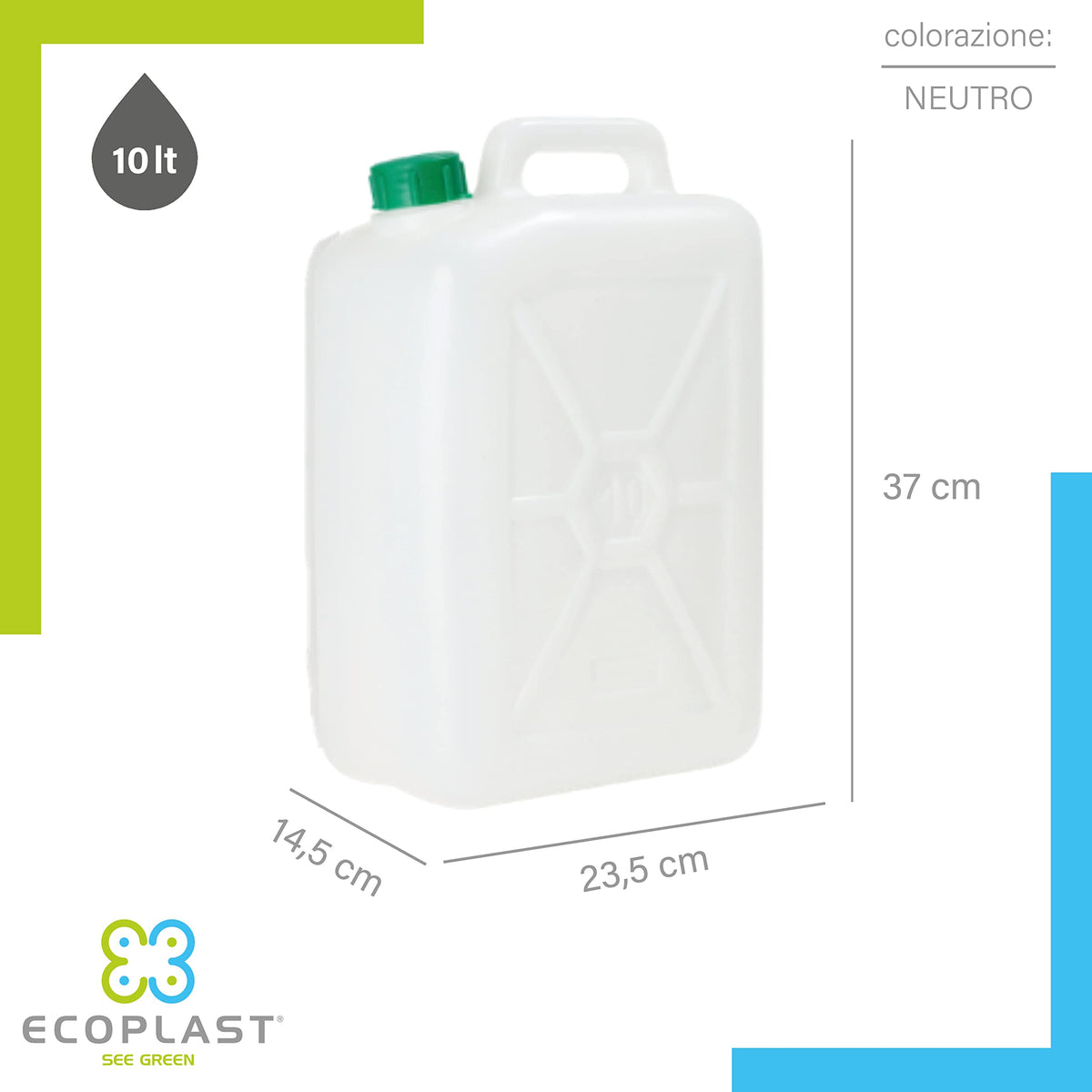 Tanica Ecoplast 5-10-15-20L Tappo Ermetico Made in Italy