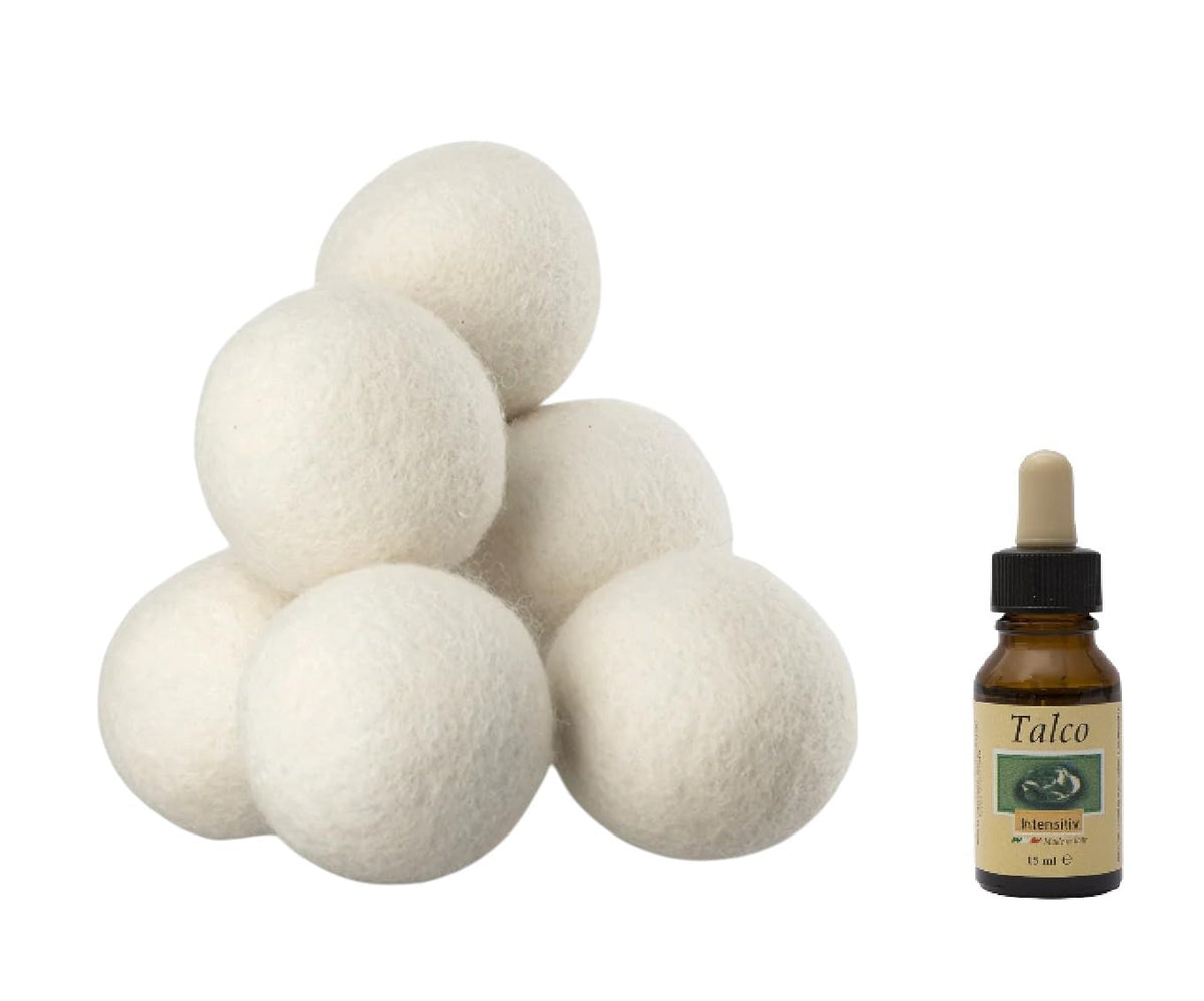 Sfere Asciugatrice Lana Naturale Set 3 Pezzi Ø70mm + Profumatore - 100% Nuova Zelanda